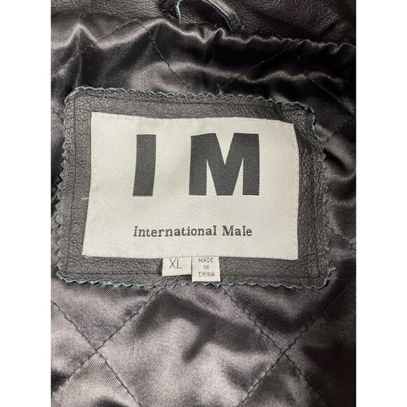 Mens Black Leather Jacket International Male Size XL u - Picture 6 of 10
